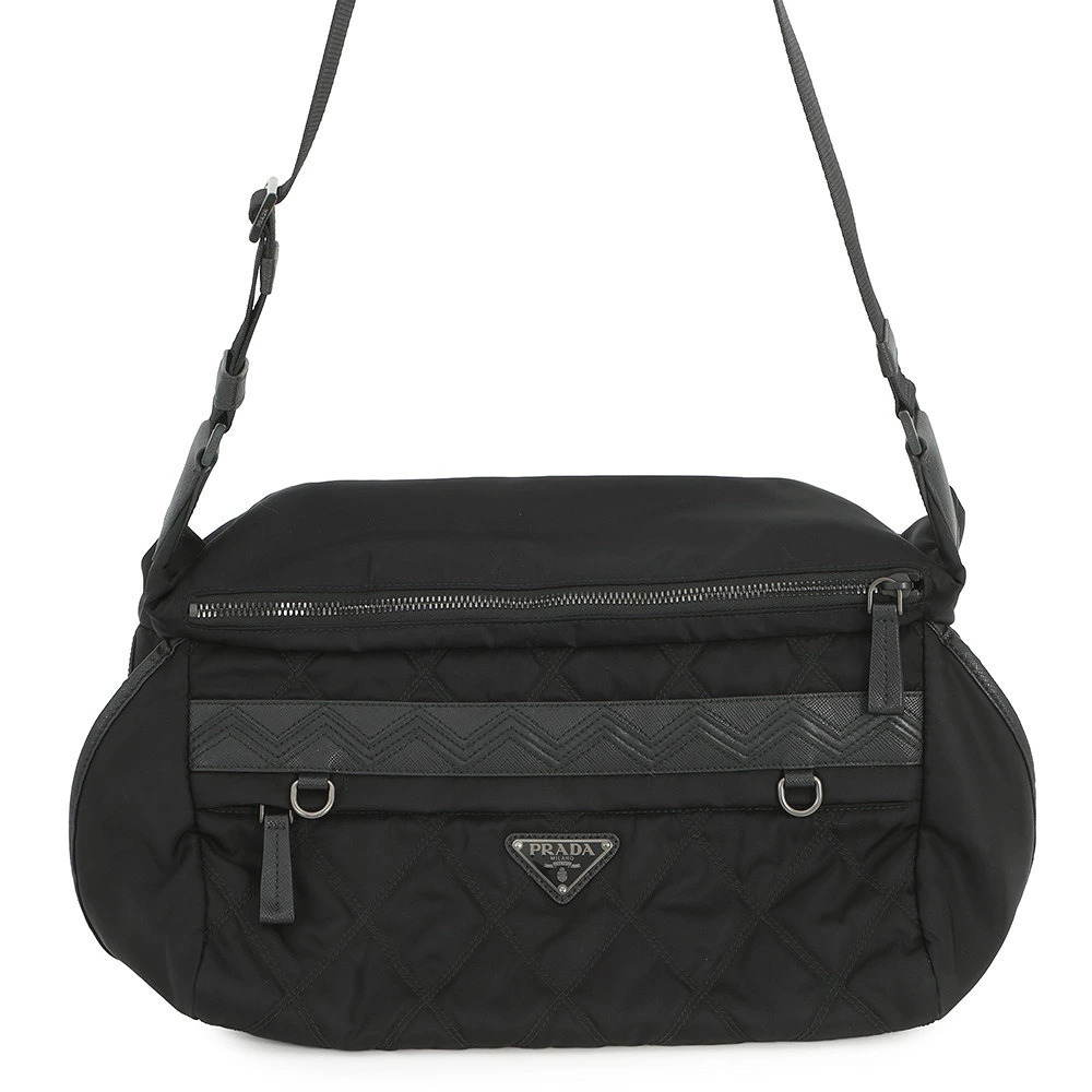 Prada Shoulder Bag Triangle Quilted Black